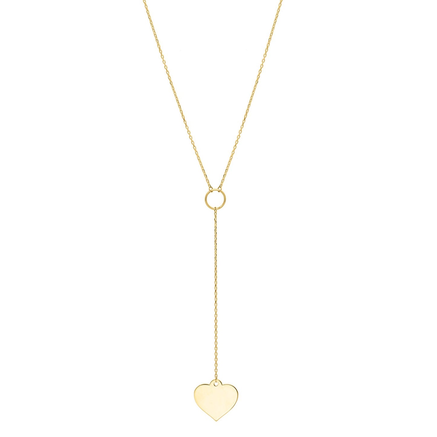 Lariat Heart Necklace in 10K Yellow Gold