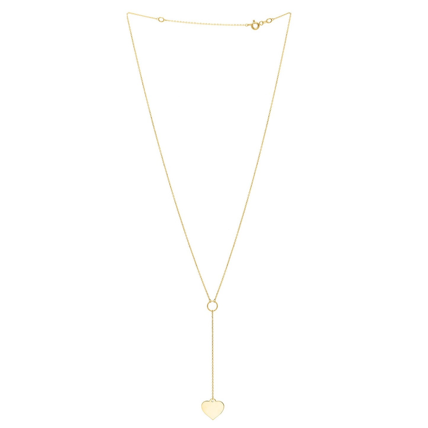 Lariat Heart Necklace in 10K Yellow Gold