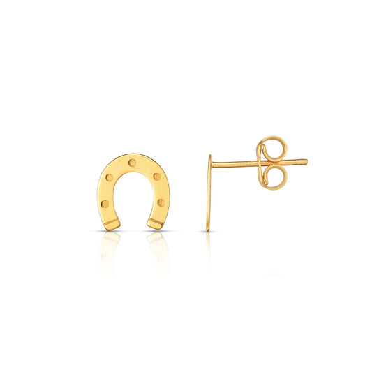 Horseshoe Stud Earrings in 14K Yellow Gold